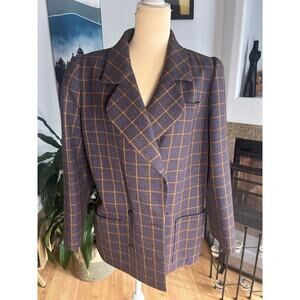 Vintage André Laug Designer Blazer Plaid Women’s Size 8 Rare Classic Academia